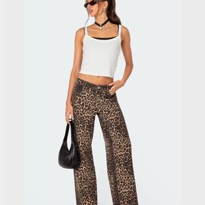 Edikted Low Rise Leopard Jeans